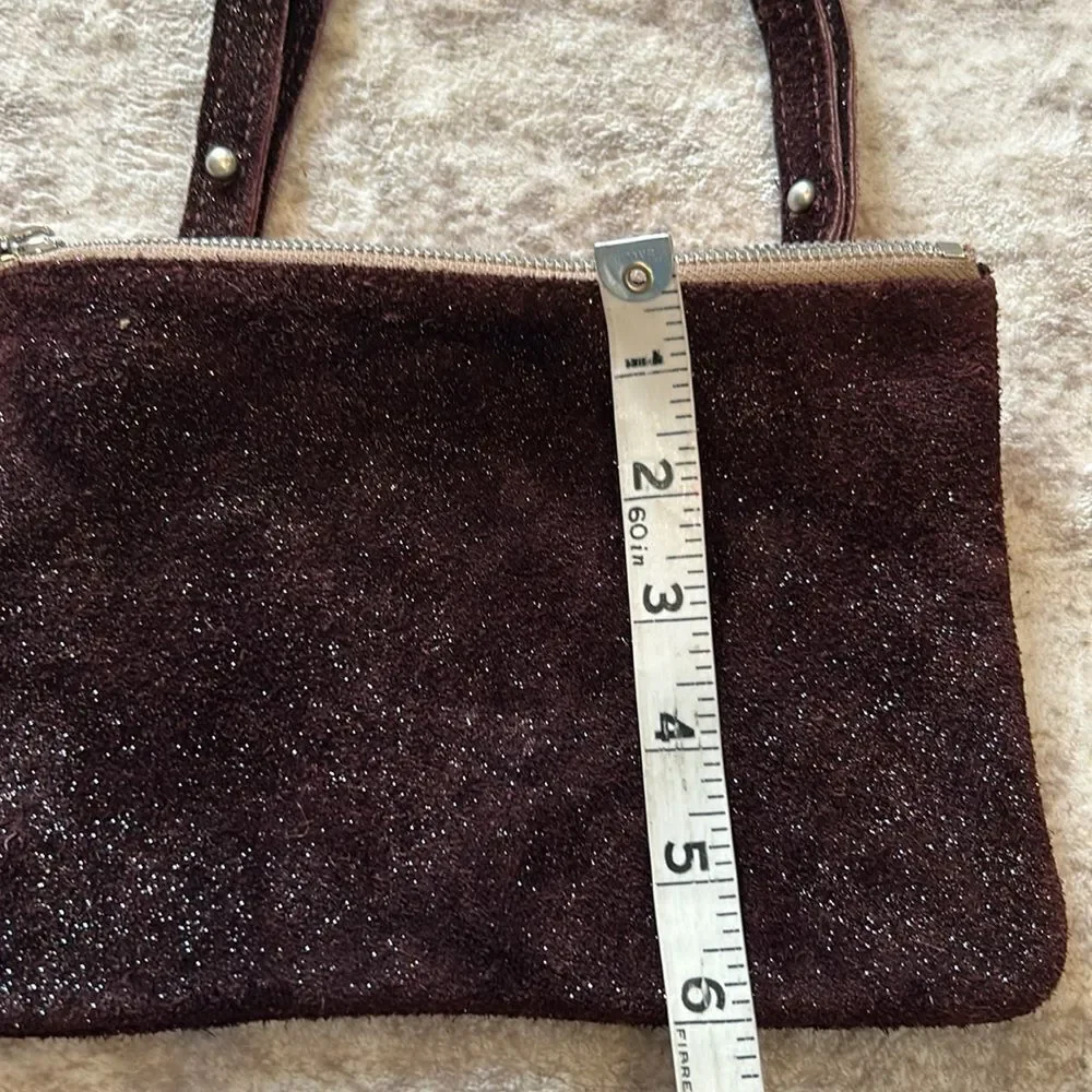 Monserat de Lucca Elegant burgundy Suede leather with metallic sparkles Bag
